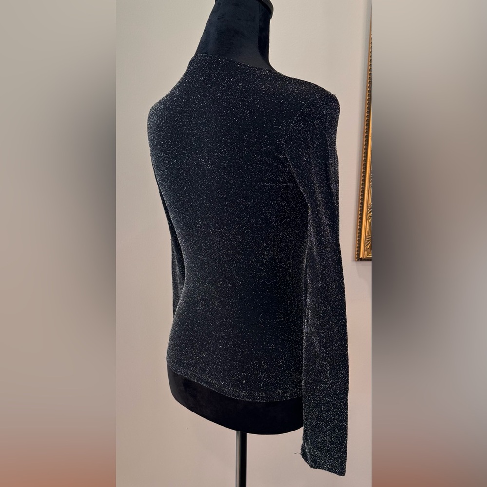 By choice California ladies Elegant Black Glitter pullover top size M 90s stretc - Picture 8 of 16